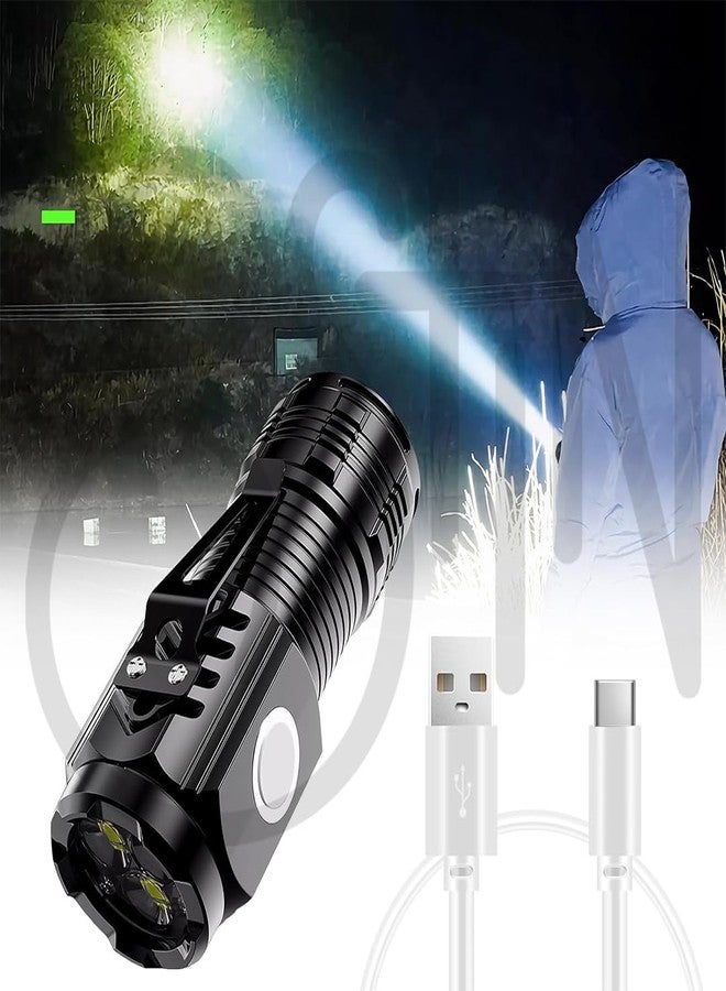 Ostin مصباح Ostin ثلاثي العيون الصغير فائق القوة، مصباح إبهام، مصباح متعدد الوظائف بمشبك (أسود، LED قابل لإعادة الشحن، 300 لومن، مقاوم للماء) - Image 2